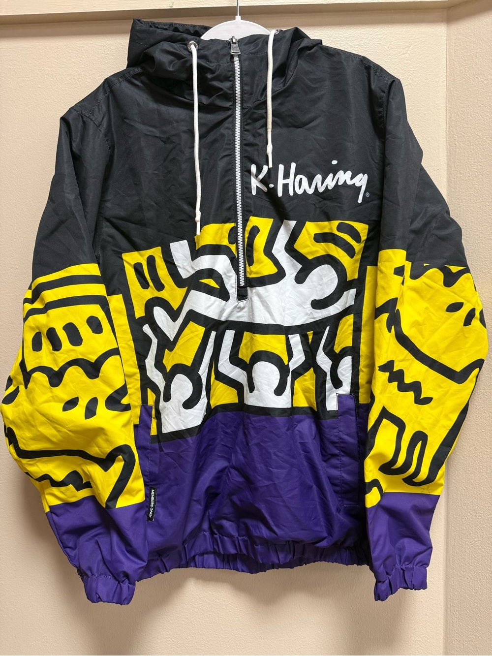 Members Only x Keith Haring Hooded Windbreaker Jacket Men’s Small Graphic Anorak